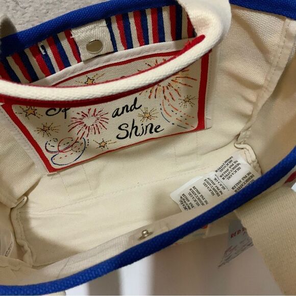 NWT Brighton Red White and You Mini Tote Bag Canvas With Hearts and Love Strap - Picture 10 of 12
